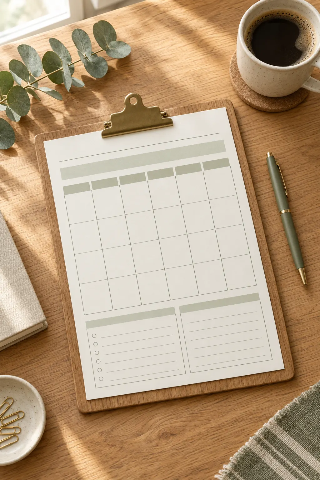 Printed weekly cleaning schedule on a clipboard